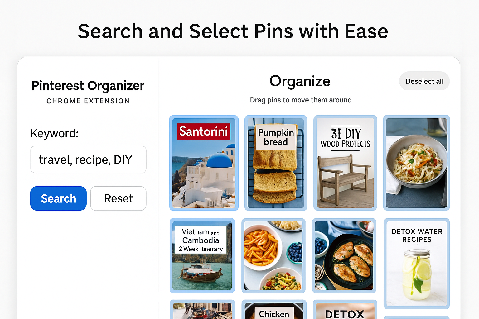 Pinterest Organizer: Chrome Extension to Select & Sort Pins with Ease